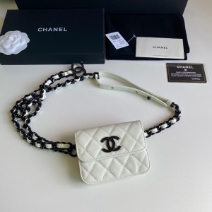 Fashion Handbags Belt Bag  Mini Waist Bag White Leather Chain Wallet 81088