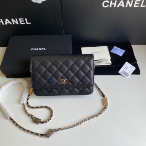 Fashion Handbags Wallet Classic Wallet On Chain Black Chain Bag Chain Wallet AP2400 19cm
