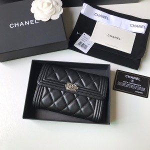 Fashion Wallet Flap Wallet Black Wallet Card Holder A84302 Silver