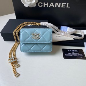Fashion Handbags Mini Waist Bag Chain Belt Bag Blue Chain Wallet Flap Wallet 2639-2