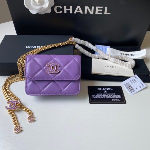Fashion Handbags Mini Waist Bag Chain Belt Bag Purple Chain Wallet Flap Wallet 2639-3