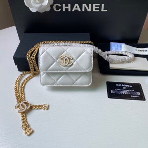Fashion Handbags Mini Waist Bag Chain Belt Bag White Chain Wallet Flap Wallet 2639-4