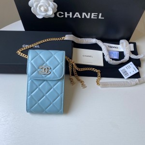 Fashion Handbags Mini Bag Flap Phone Holder With Chain Blue Phone Bag Card Holder 2636-4