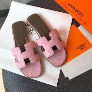 Fashion sandals H Oran sandals Classic Slippers Ostrich Pattern H sandals Pink H01-21107-8
