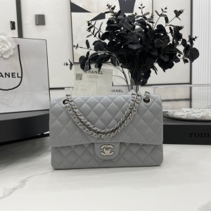 Fashion Handbags Classic Handbag Classic Flap Bag Small Chain Bag 25cm Silver-Tone 1112-C Grey
