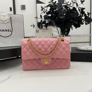 Fashion Handbags Classic Handbag Classic Flap Bag Small Chain Bag 25cm Gold-Tone 1112-F Pink