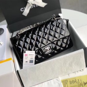Fashion Handbags Classic Handbag Classic Flap Bag Small Chain Bag 25cm Silver-Tone 1112-J Black