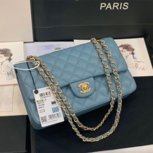 Fashion Handbags Classic Handbag  Classic Flap Bag Small Chain Bag 25cm Gold-Tone 1112-K Blue