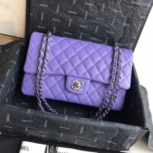 Fashion Handbags Classic Handbag  Classic Flap Bag Small Chain Bag 25cm Silver-Tone 1112-N Purple