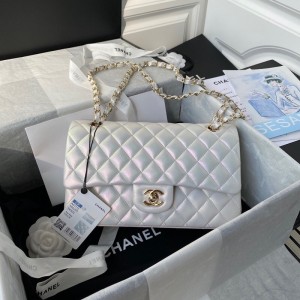 Fashion Handbags Classic Handbag Classic Flap Bag Small Chain Bag 25cm Gold-Tone 1112-P Pearl White