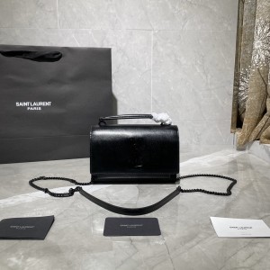 YSL Sunset Chain Wallet In Smooth Leather Wallet 19cm 533026 Black